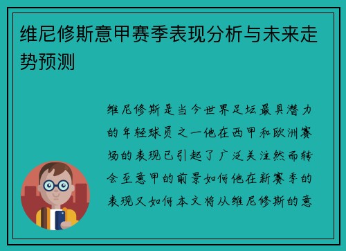 维尼修斯意甲赛季表现分析与未来走势预测